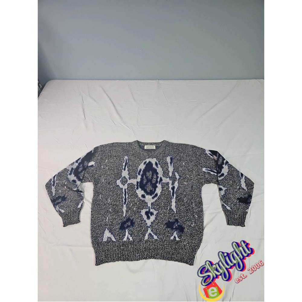 Method Men Vintage Abstract All Over Design Pattern Ribbed Pullover Sweater Sz L